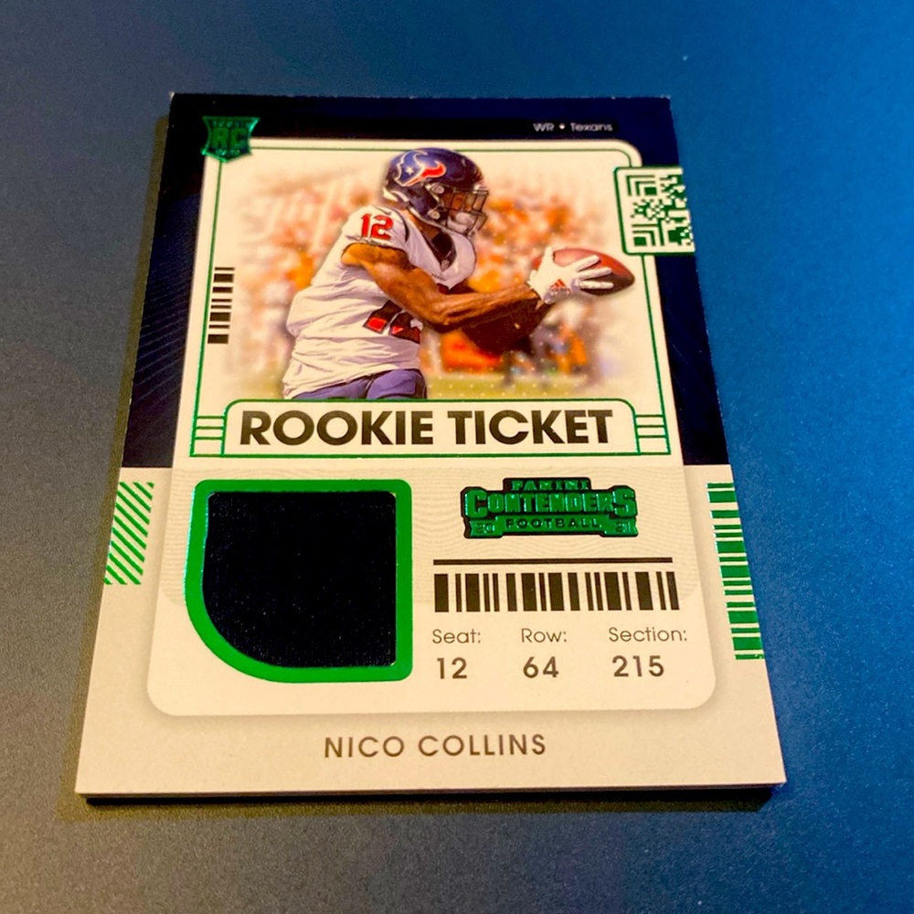 2021 Nico Collins Panini Contenders Memorabilia Rookie Card